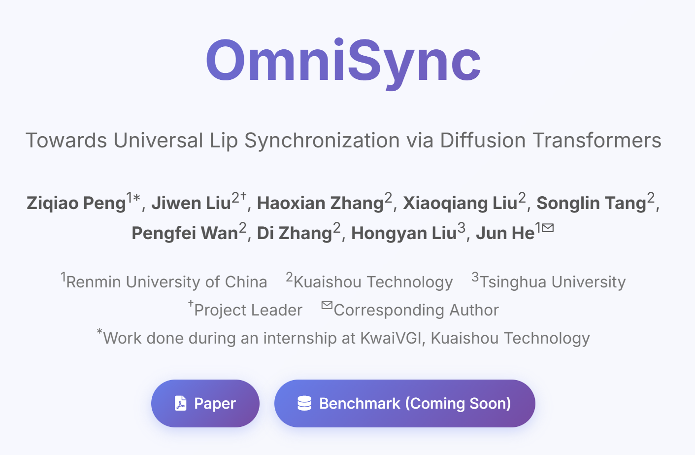 OmniSync – 人民大学联合快手、清华推出的通用对口型框架
