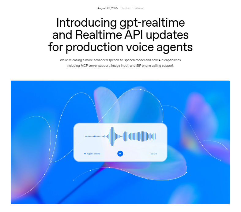gpt-realtime : OpenAI最新推出的语音模型