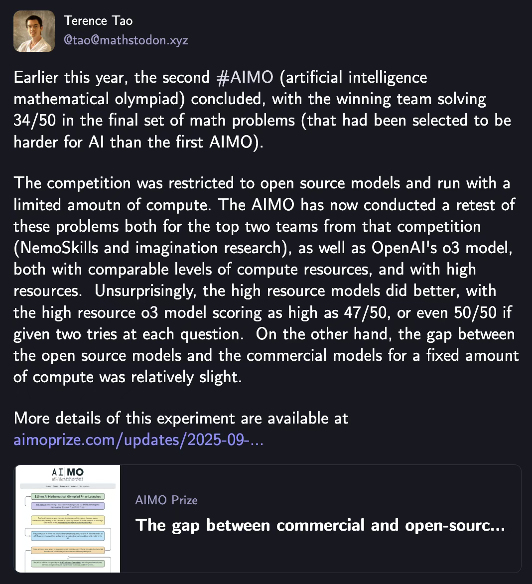 9月7日·OpenAI o3 首战「AI奥数」夺冠,开源模型紧追不舍