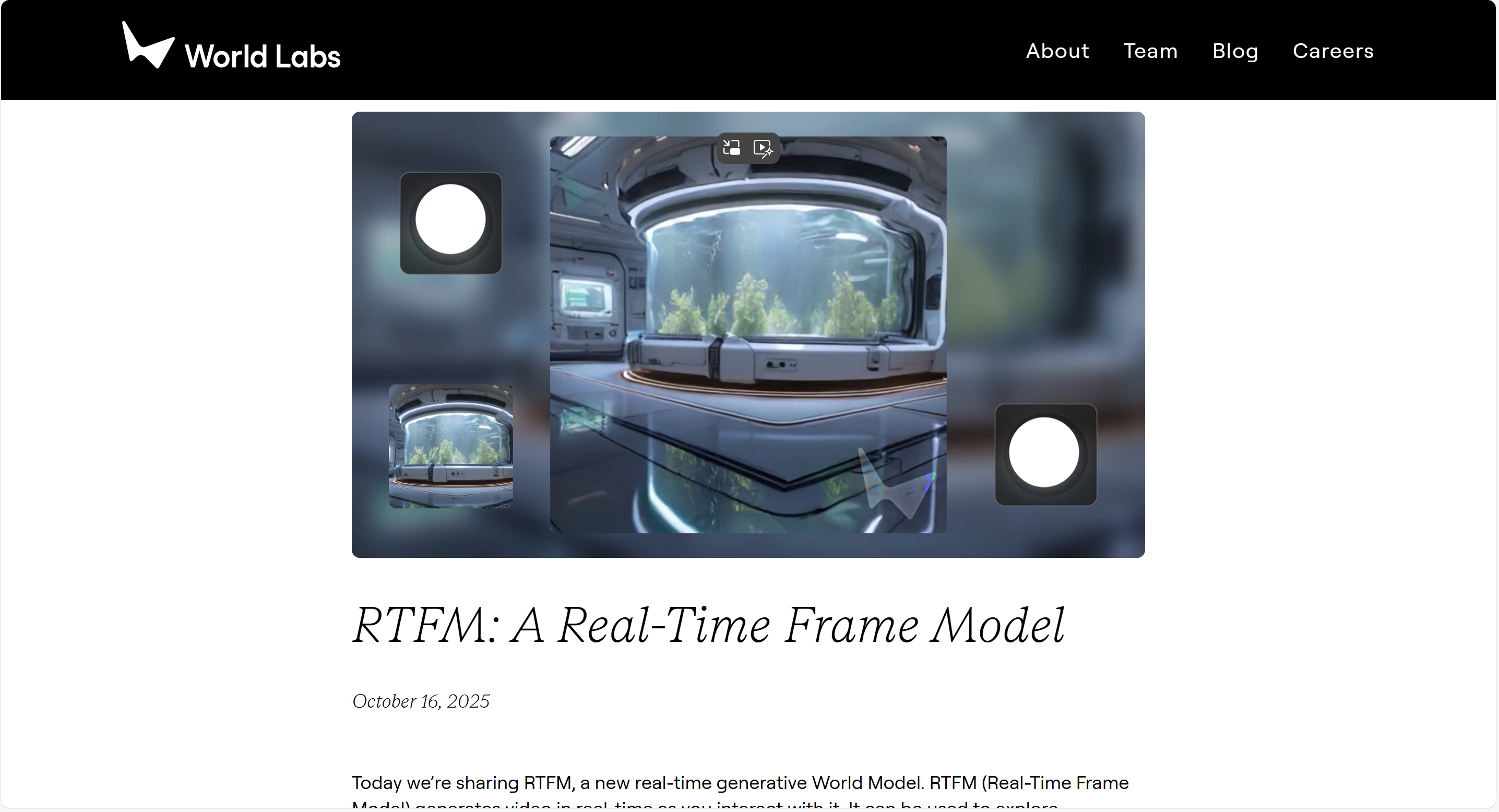 RTFM : 李飞飞团队推出的实时生成式世界模型