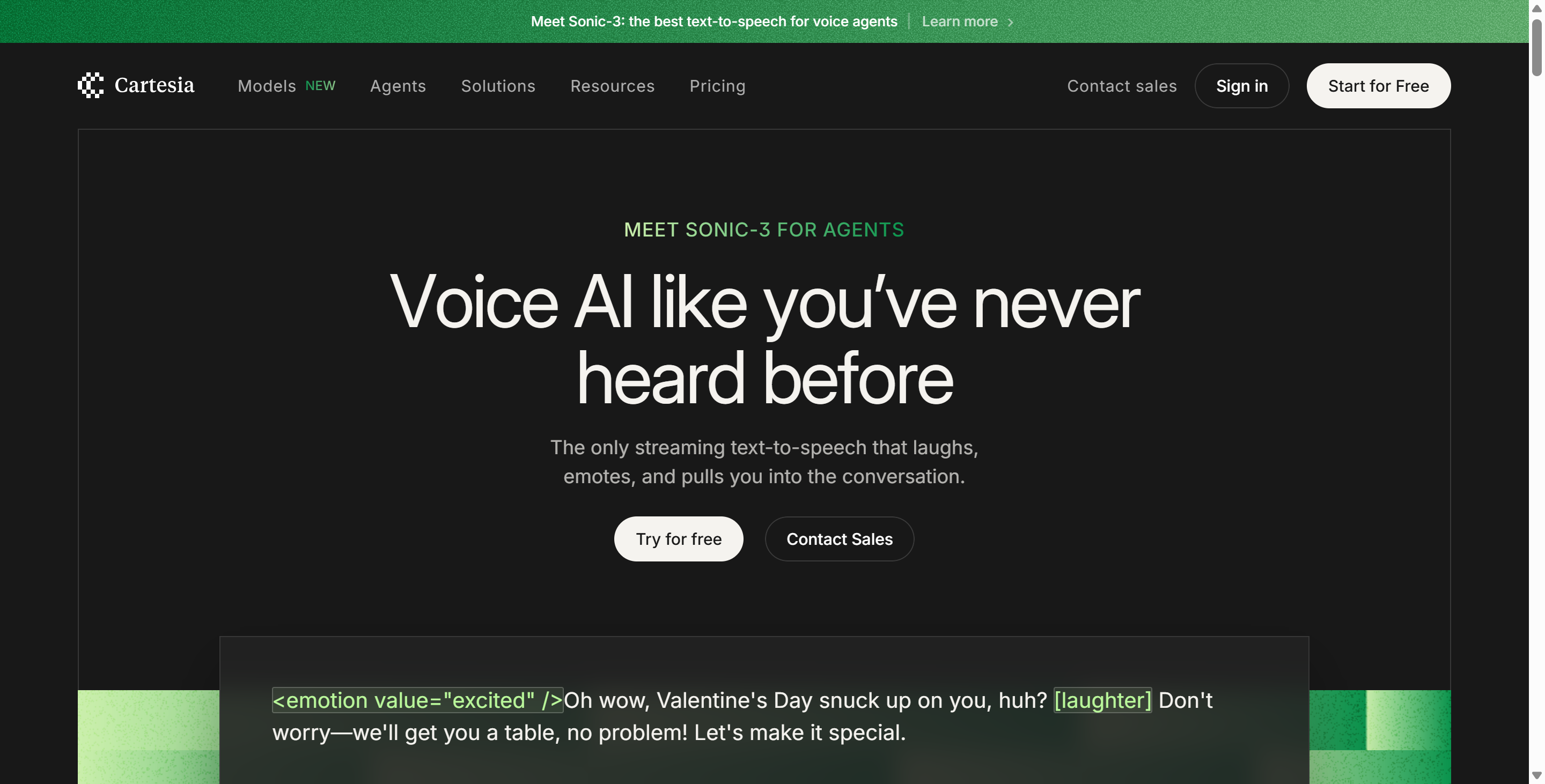Sonic-3 : Cartesia推出的实时语音对话模型
