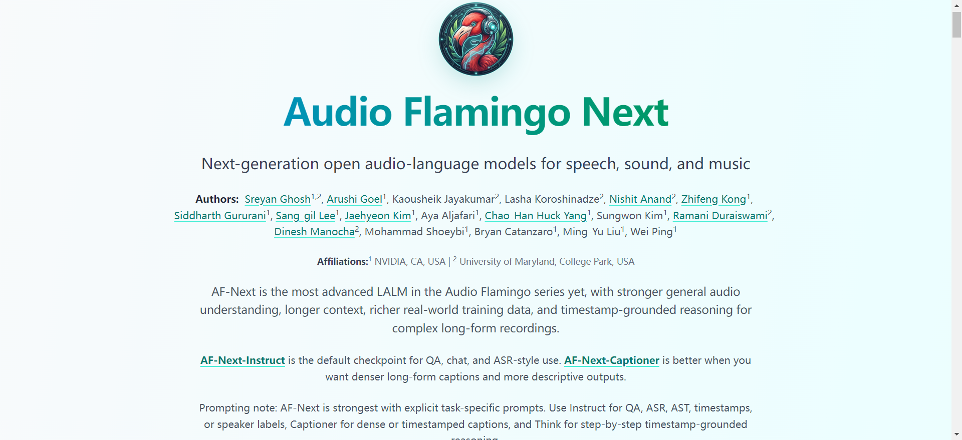 Audio Flamingo Next : 英伟达等开源的音频语言模型