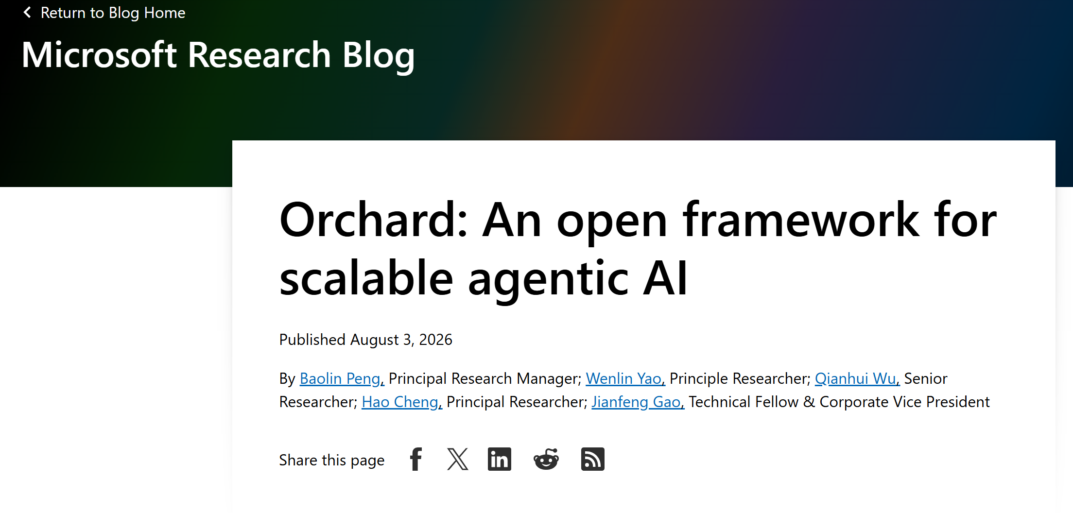 Orchard ： 微软研究院开源的 Agentic AI 建模框架