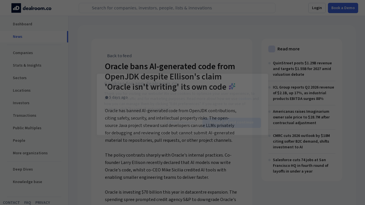 8月8日·周六·Oracle封禁AI代码引发开源治理争议